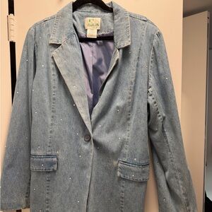 Quacker Factory Women's Rhinestone Denim Blazer